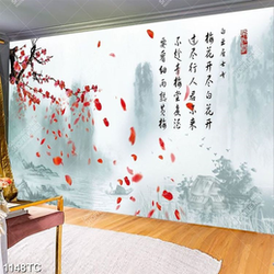 Tranh thư pháp hoa đào