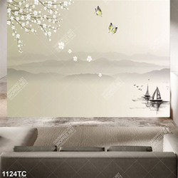 Tranh hoa đào và phong cảnh