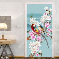 Tranh chim và hoa mộc lan in kính đẹp