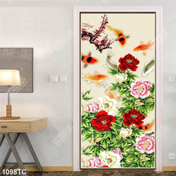 Tranh hoa mẫu đơn và cá chép