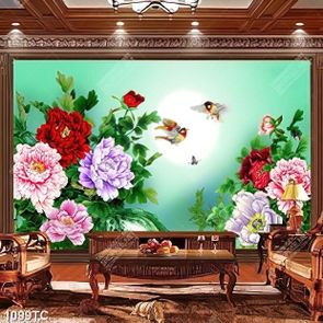 Tranh mẫu đơn in kính chất lượng cao