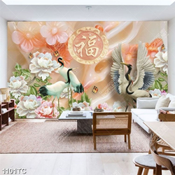 Tranh chim Hạc nền gỉa ngọc