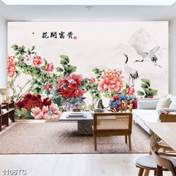 Tranh hoa mẫu đơn và chim Hạc