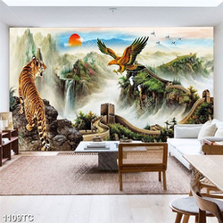 Tranh sơn thủy hổ và đại bàng chất lượng cao