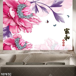 Tranh hoa mẫu đơn thư pháp