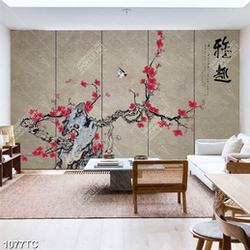 Tranh hoa đào thư pháp chất lượng cao