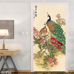 Tranh chim công hoa mẫu đơn