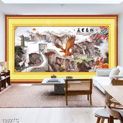 Tranh sơn dầu phong cảnh và chim đại bàng