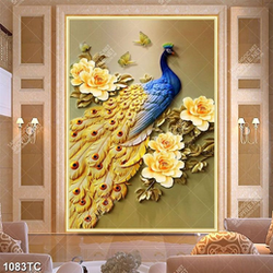 Tranh 3D chim công in chất lượng cao