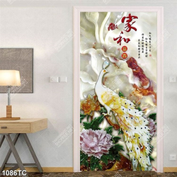 Tranh gải ngọc chim công và mẫu đơn