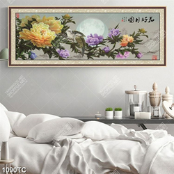 Tranh hoa mẫu đơn thư pháp