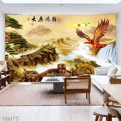 Tranh chim đại bàng và vạn lý trường thành