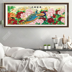 Tranh chim công hoa mẫu đơn đẹp