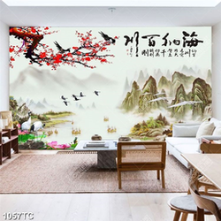 Tranh thư pháp hoa đào và phong thủy