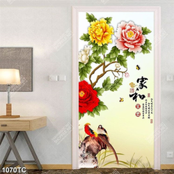 Tranh thư pháp hoa mẫu đơn