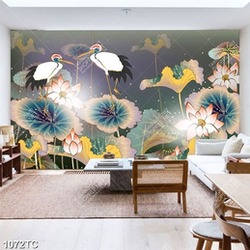 Tranh chim Hạc và hoa Sen