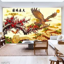 Tranh hoa đào và đại bàng