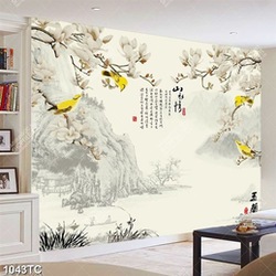 Tranh hoa mộc lan và chim