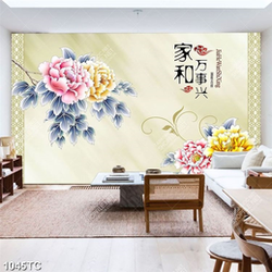 Tranh hoa mẫu đơn thư pháp