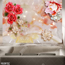 Tranh giả ngọc hoa hồng và hoa mẫu đơn