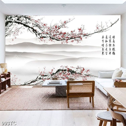 Tranh thư pháp hoa đào chất lượng cao