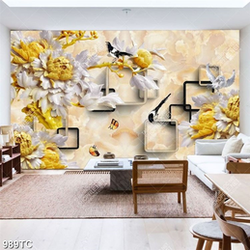 Tranh 3D điêu khắc hoa mẫu đơn