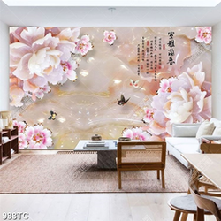 Tranh 3D giả ngọc hoa mẫu đơn