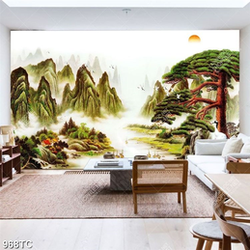 Tranh sơn thủy in kính đẹp