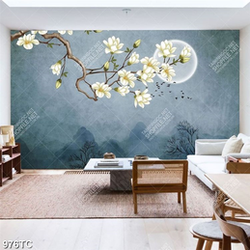 Tranh hoa mộc lan và ánh trăng