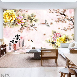 Tranh hoa mẫu đơn màu xuân file psd