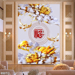 Tranh giả ngọc chim đại bàng và hoa mẫu đơn