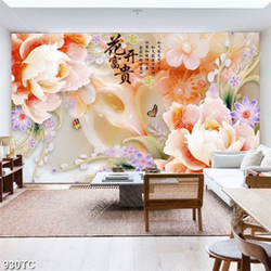 Tranh giả ngọc hoa mẫu đơn in kính đẹp