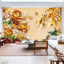 Tranh hoa mẫu đơn và chim công