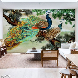 Tranh chim công in siêu nét