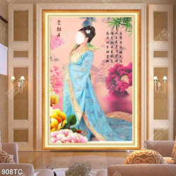 Tranh thiếu nữ và hoa mẫu đơn