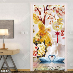 Tranh chim thiên nga nền giả ngọc 3D