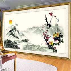 Tranh thủy mặc hoa đào