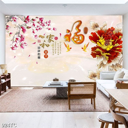 Tranh thư pháp hoa mẫu đơn đẹp