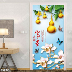 Tranh thư pháp bầu vàng và hoa mộc lan