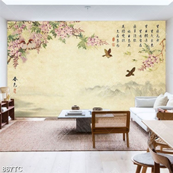 Tranh thư pháp hoa tử đằng