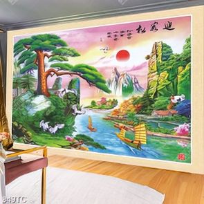 Tranh thư pháp phong thủy thác nước