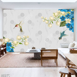 Tranh hoa và chim dán tường đẹp