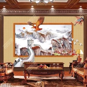 Tranh 3D vạn lý trường thành và đại bàng