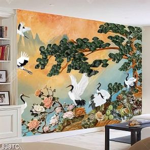 Tranh chim Hạc và hoa mẫu đơn giả ngọc