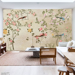 Tranh nền hoa đào chim