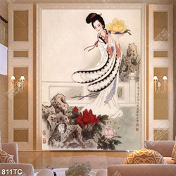 Tranh nàng tiên và hoa