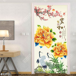 Tranh hoa mẫu đơn và hoa đào