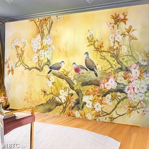 Tranh hoa đào và chim