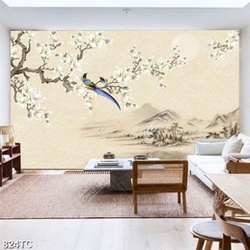 Tranh hoa mộc lan và chim