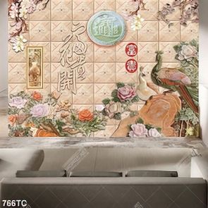 Tranh giả ngọc chim công và hoa mẫu đơn chất lượng cao